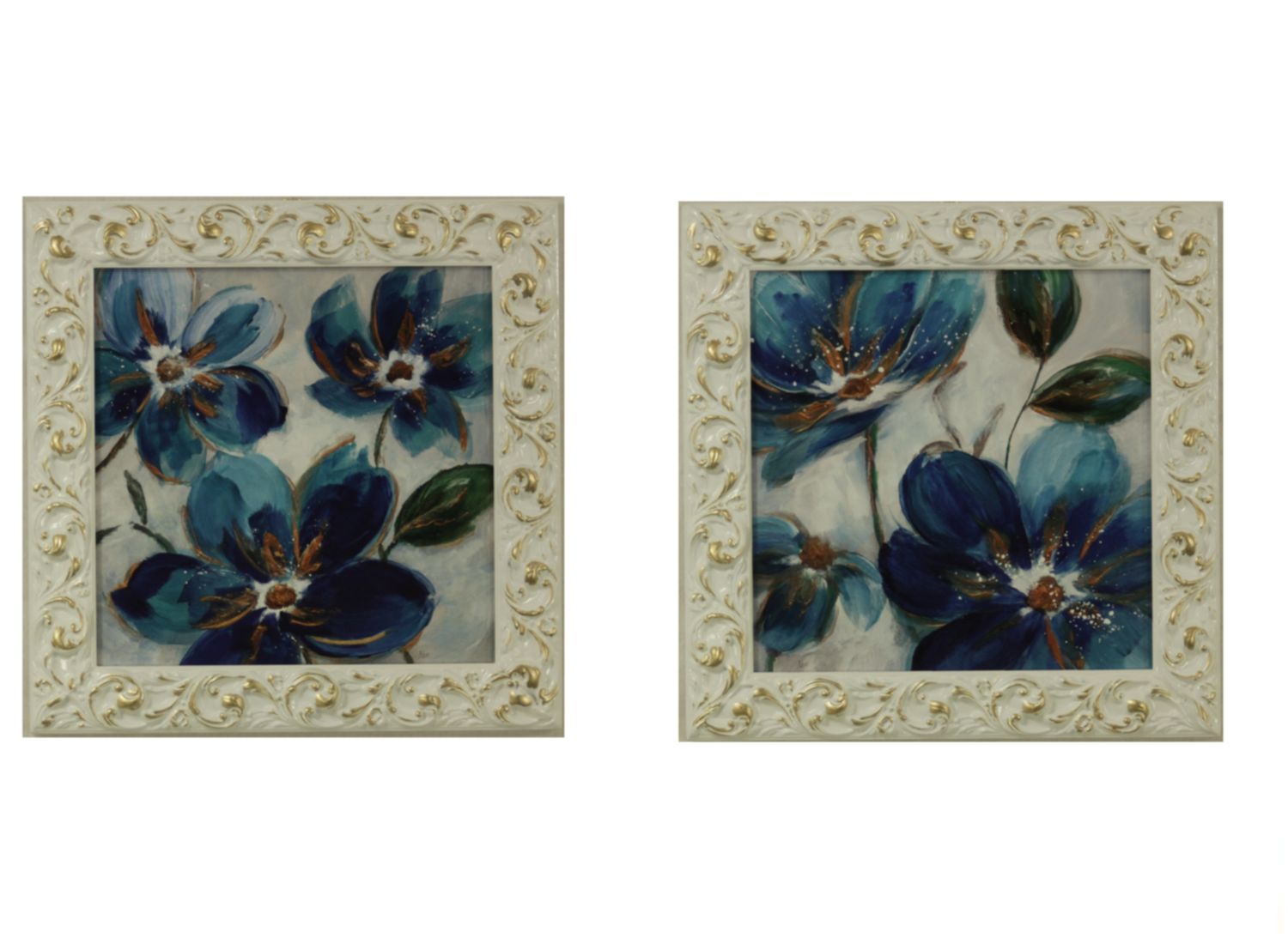 FIORI CORNICE AVORIO / ORO CM. 38X38 (S006546)