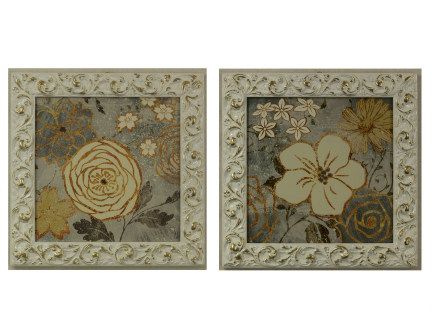 FIORI CORNICE AVORIO E DORATA CM. 38X38 (S006598)