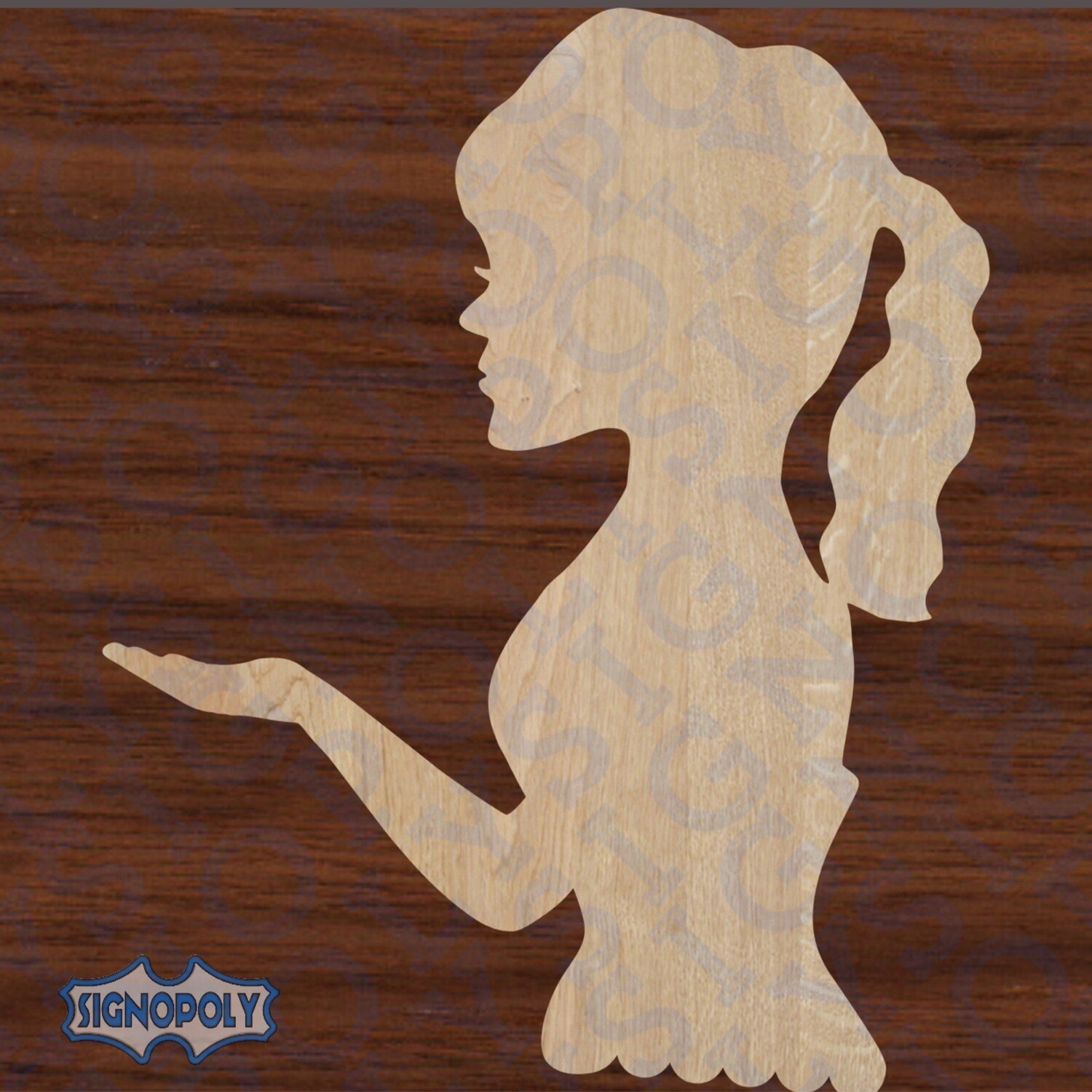 Lady Silhouette Wall Profile with Hand 24 in. x 19-1/2 in. Unpainted