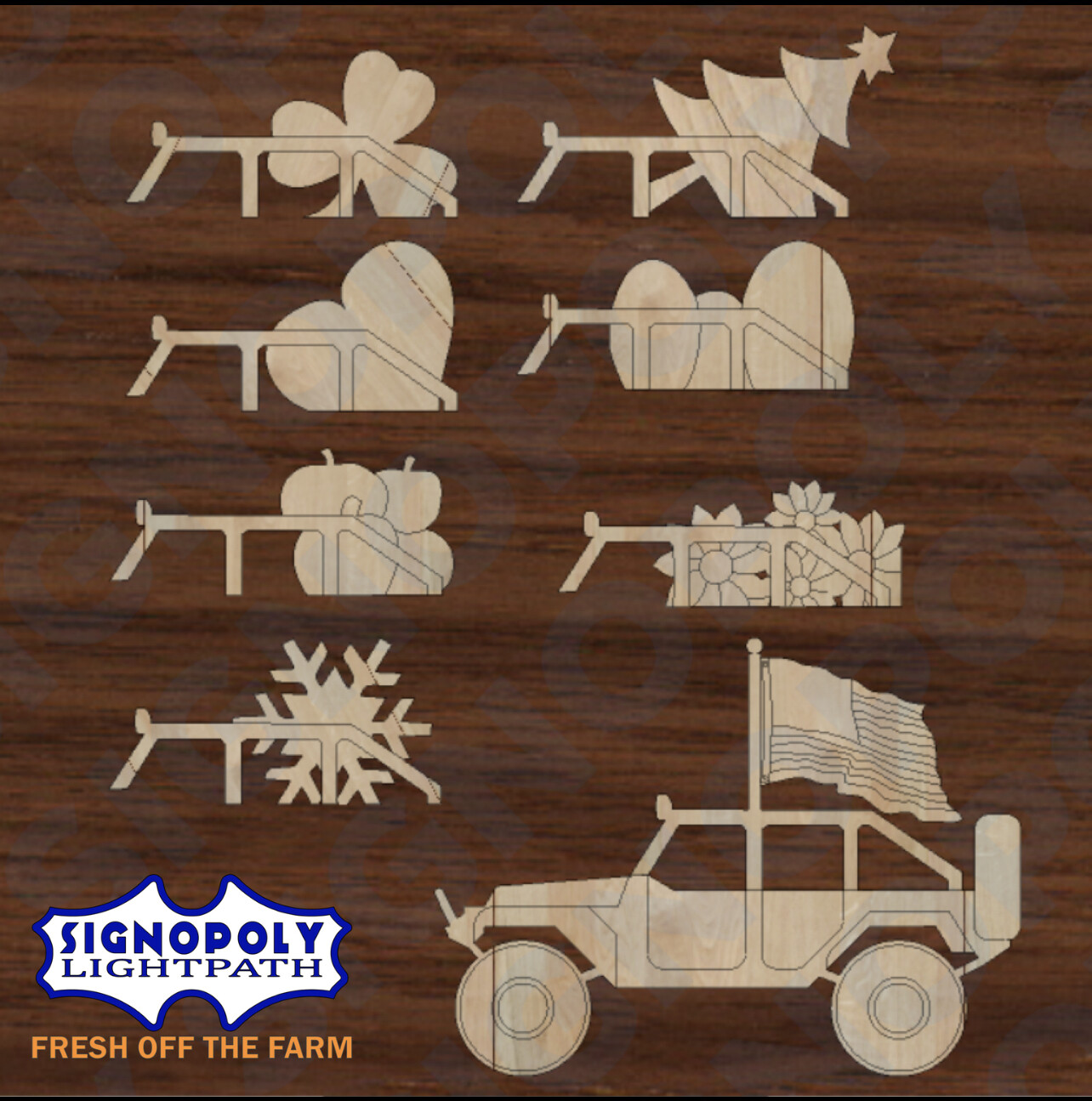 Interchangeable Jeep Kit with 8 Seasons and Round Unpainted