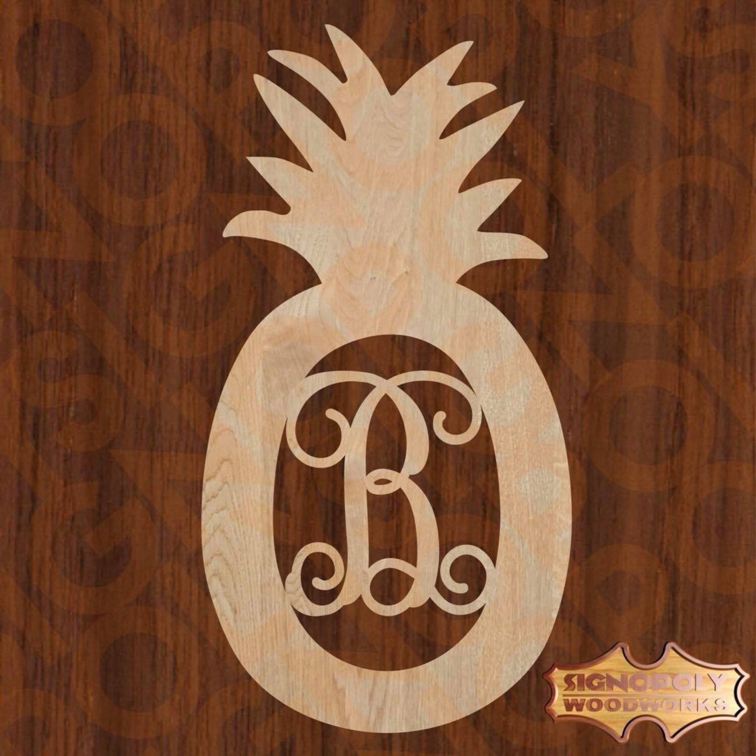 Pineapple Smooth Monogram 24 in. x 12-1/2 in. Unpainted