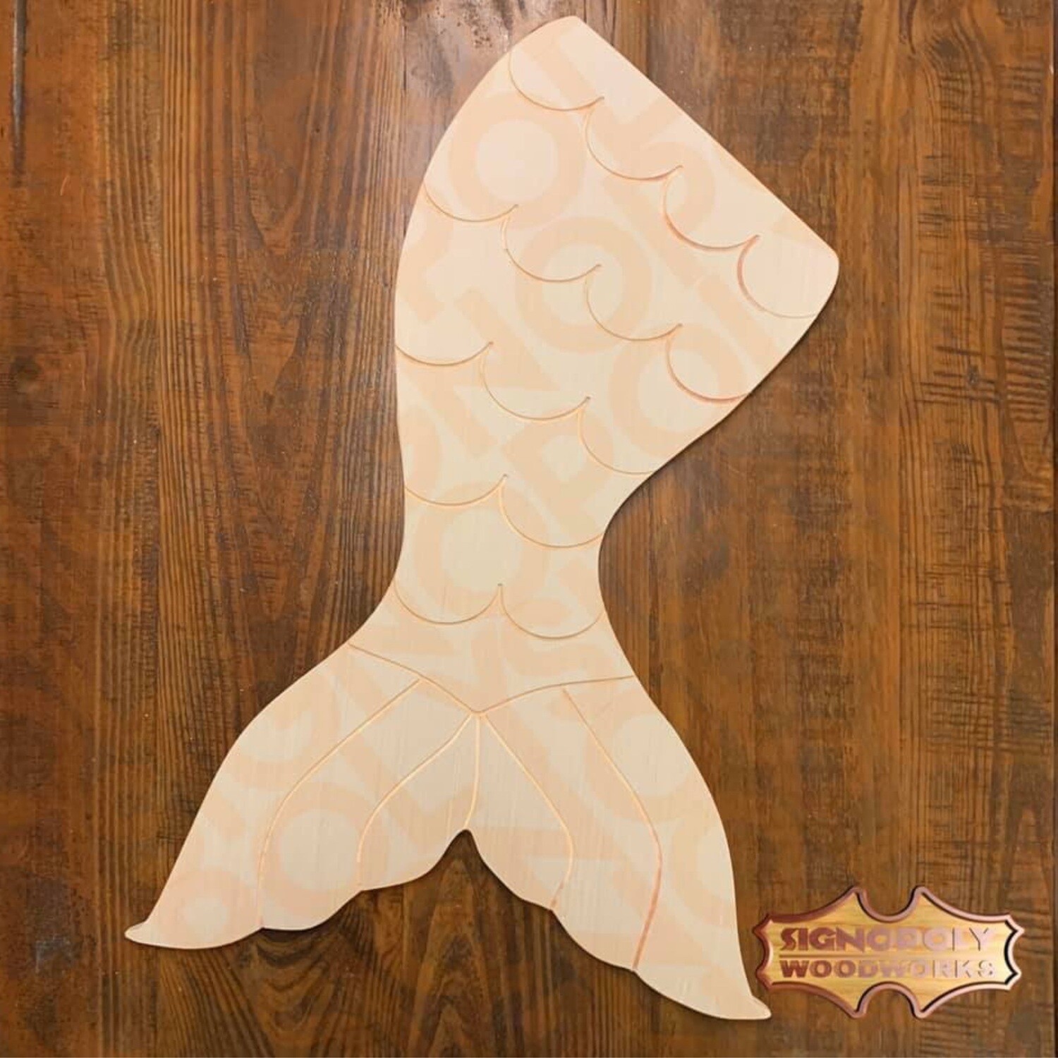 Mermaid Tail with or without Scales with Fins 23 in. x 15-1/2 in. Unpainted