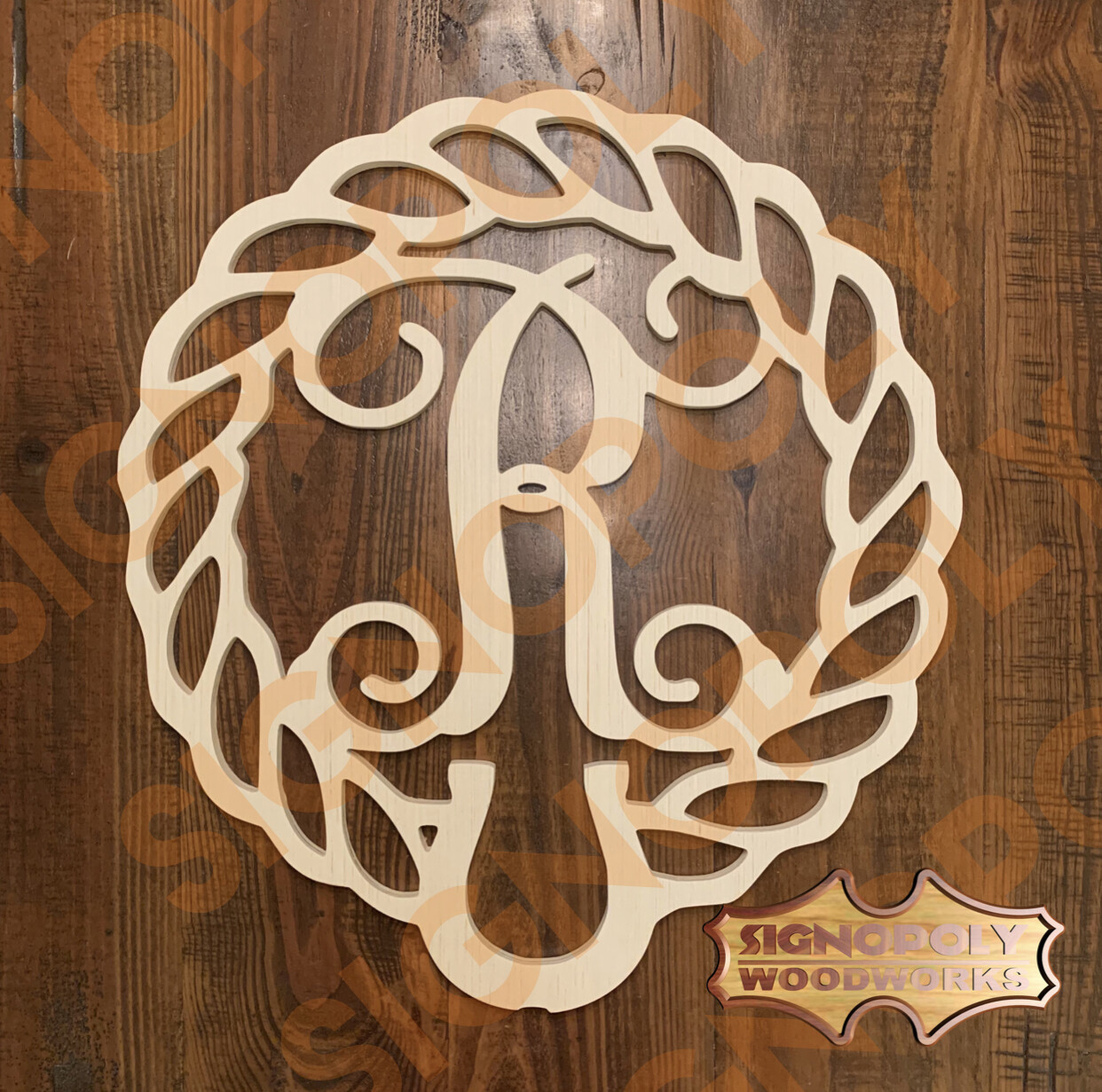 Rope Wreath Horseshoe Monogram 22 in. x 20 in. Unpainted