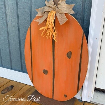 Pumpkin Faux Barnwood with Stand Tall 19-3/4 in. x 14-1/2 in. Unpainted