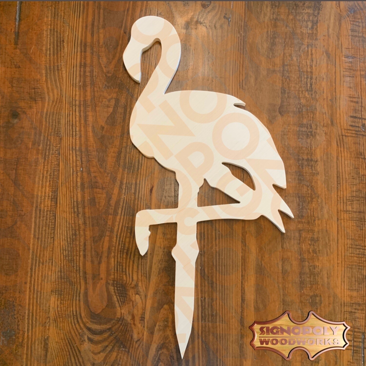 Flamingo with Stake 24 in. x 11-1/2 in. Unpainted