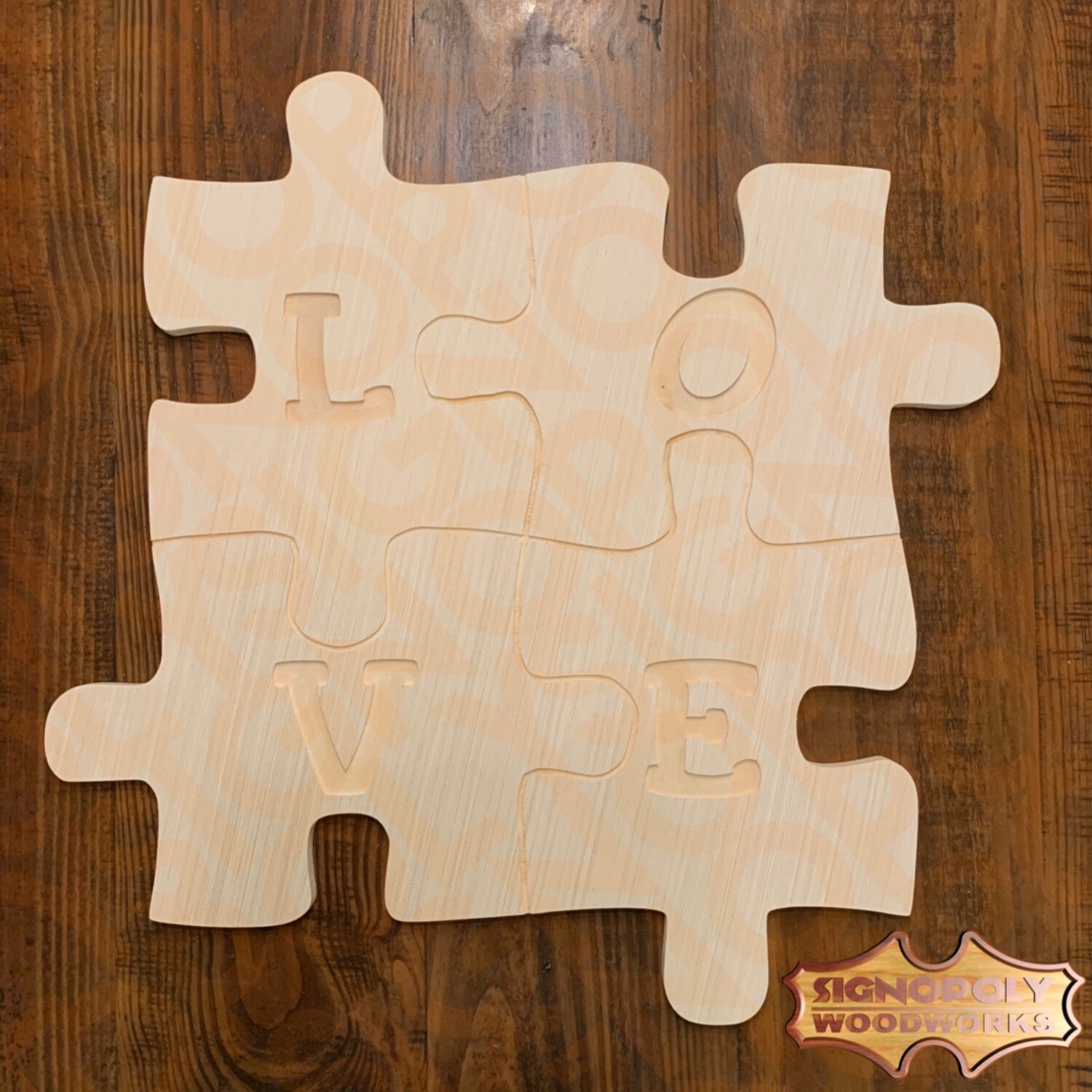 Puzzle Pieces Love 20 in. x 20 in. Unpainted
