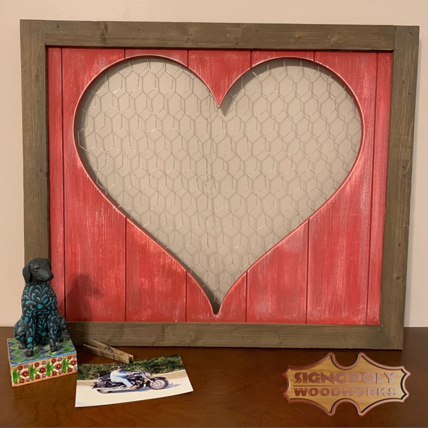 Heart Cut Out Framed 20 in. x 24 in. Unpainted