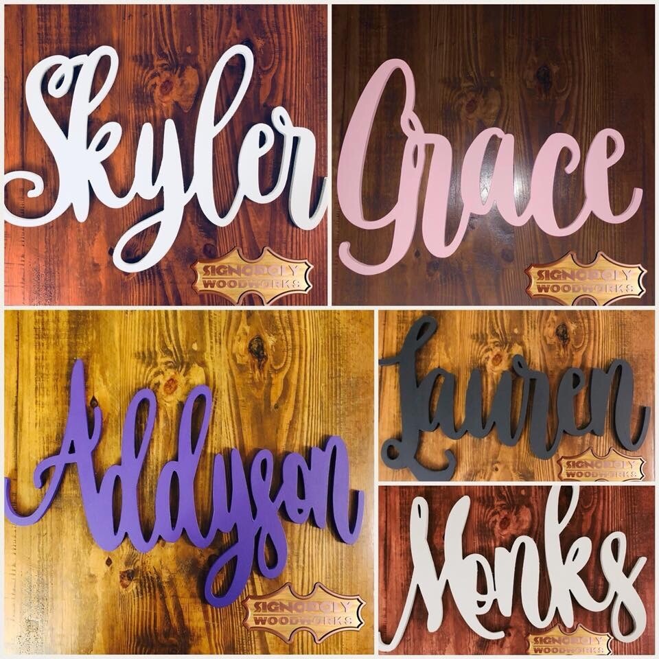 Names Cut In Wood (heights will vary) Unpainted