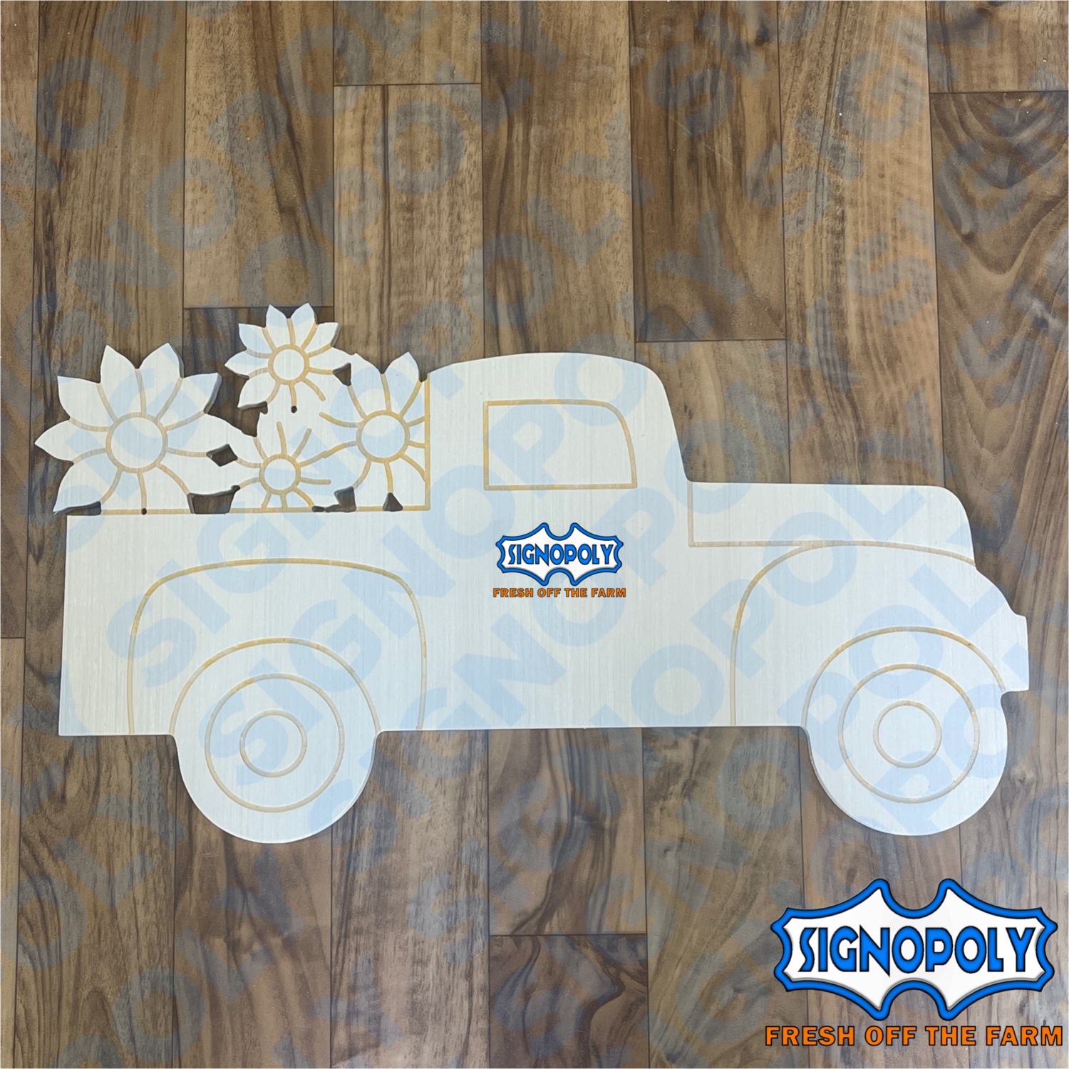 Antique Truck with Details Sunflowers 23 in. x 12 in. Unpainted (836)