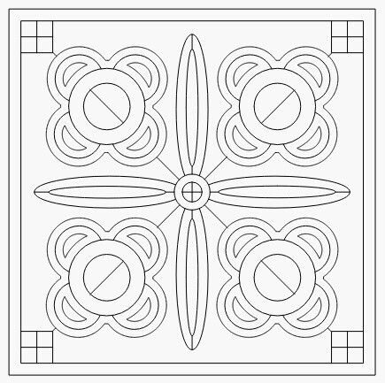 Barn Quilt Pattern 53 (Flowered Tile) Unpainted