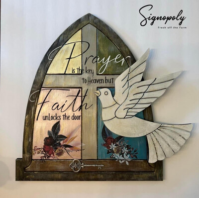 Stained Glass Window Dove 16" x 14"