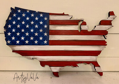 United States Of America With Flag Overlay 23” x 14” Unpainted
