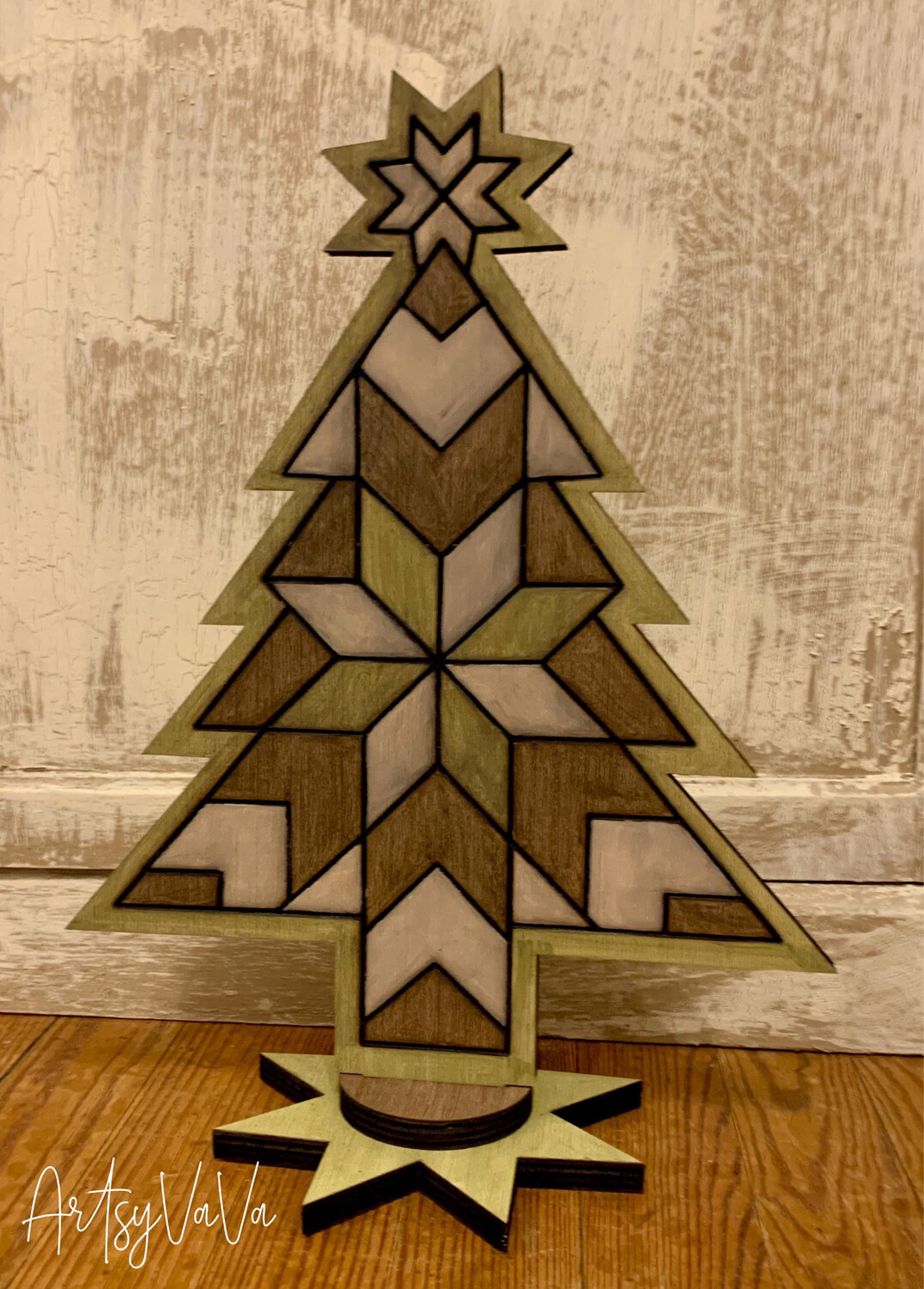 Barn Quilt Pattern 47 (Barn Quilt Christmas Tree) Unpainted