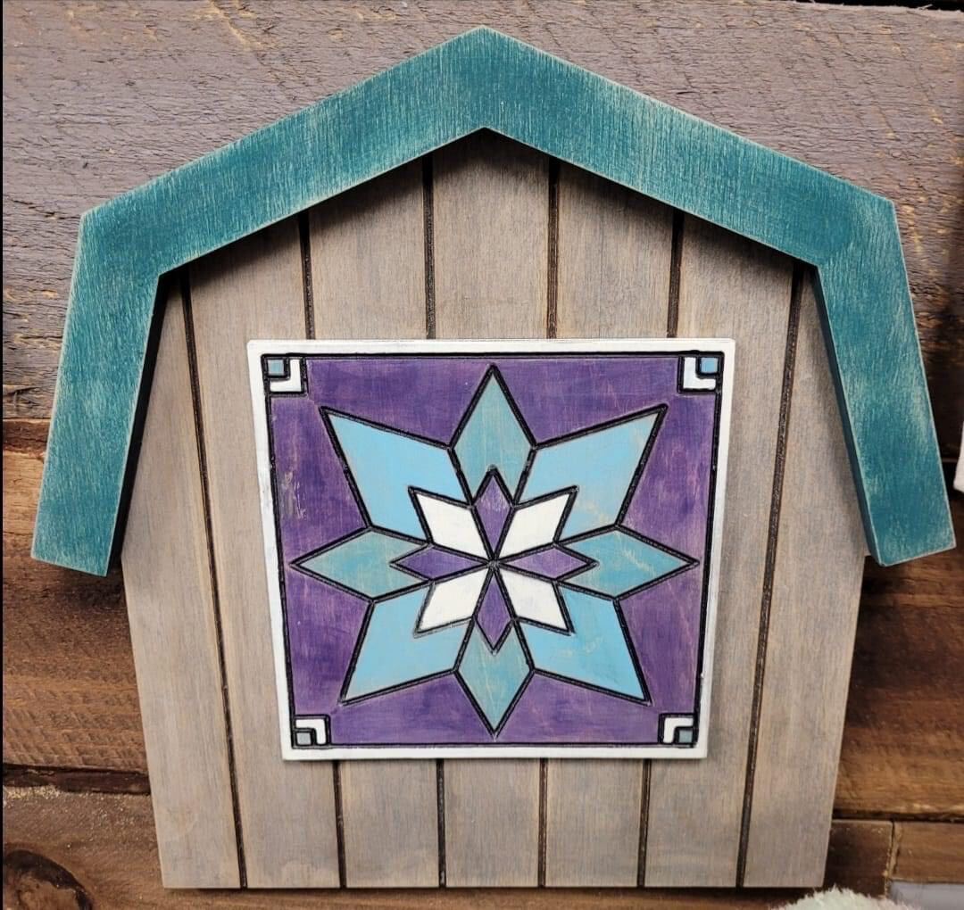 Barn Rustic 11" x 10" with 6" x 6" 1/4" Barn Quilt Attachment Unpainted