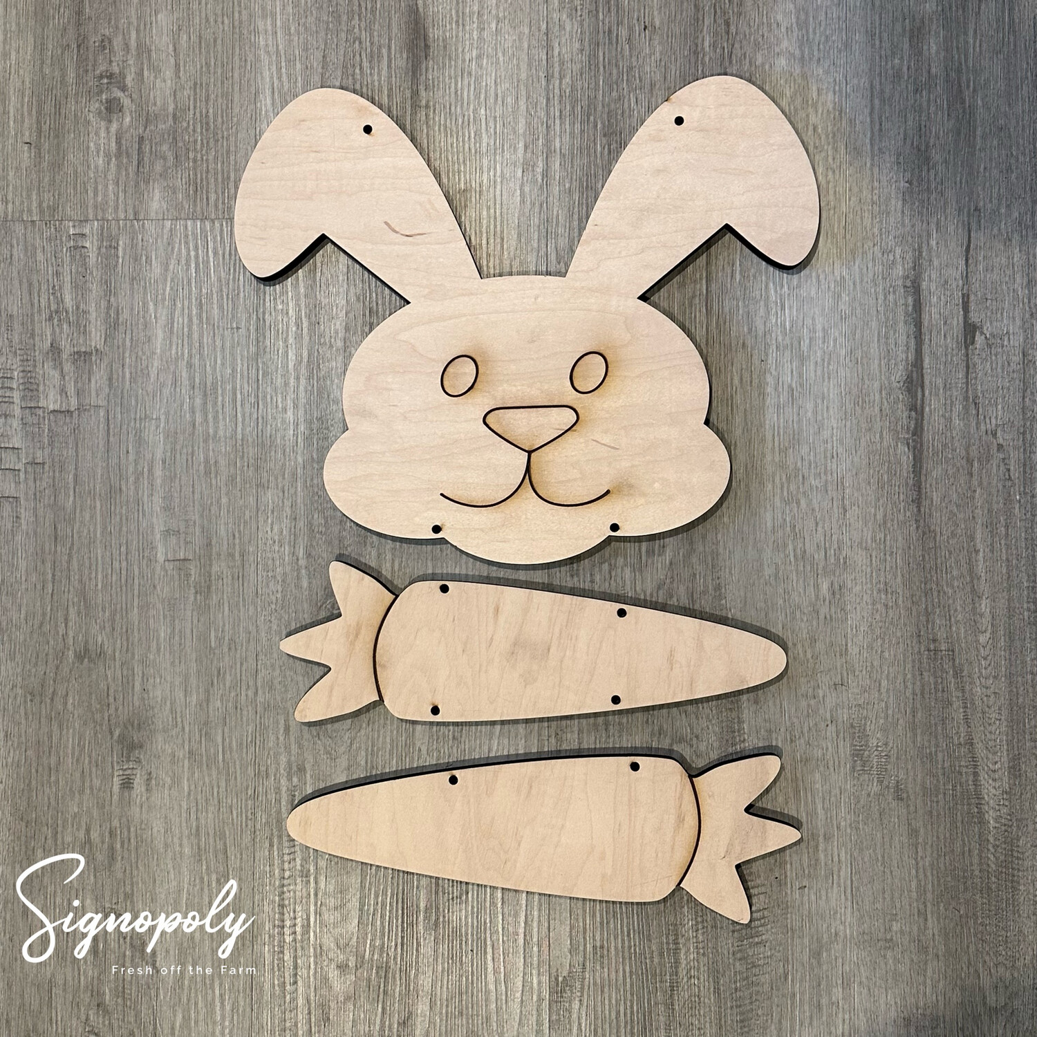Bunny With Carrots Decor Unpainted