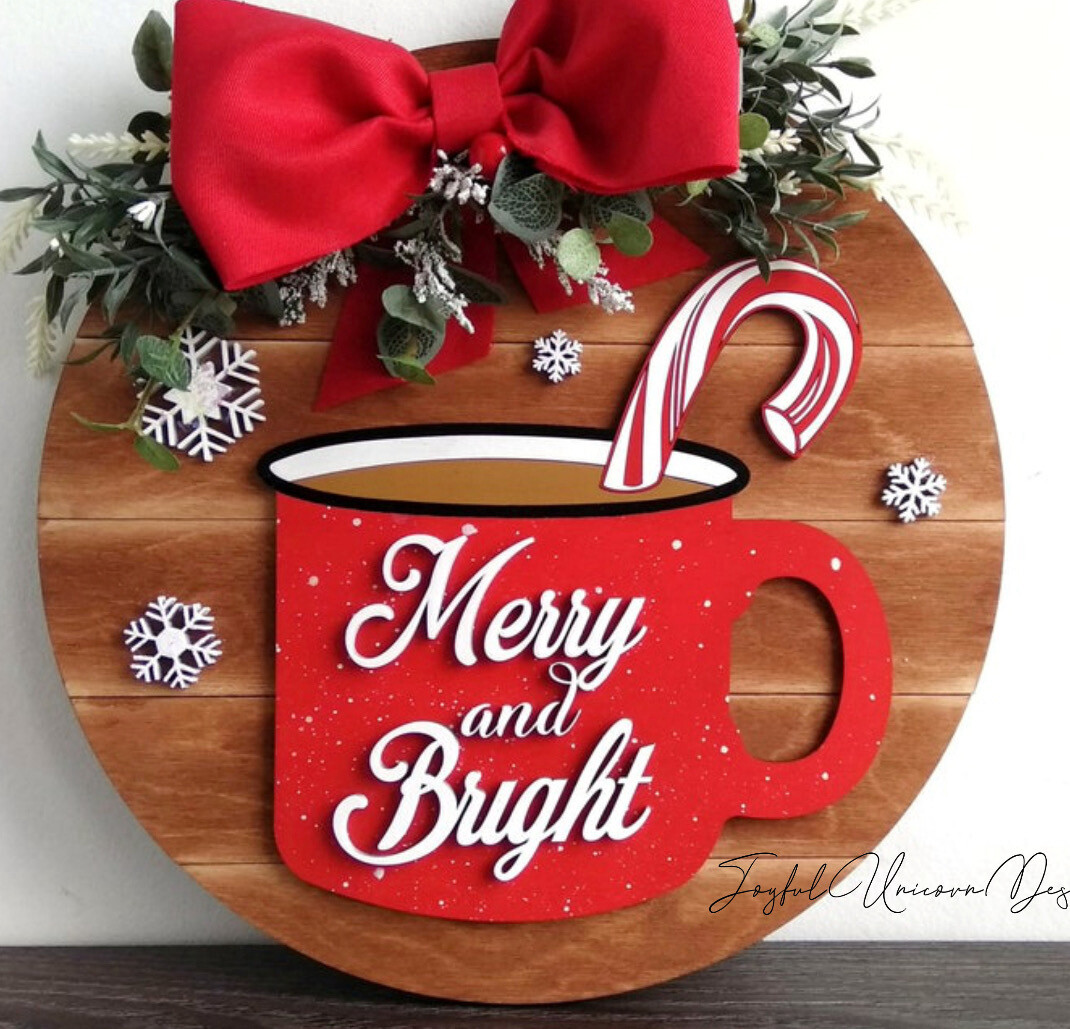 Merry And Bright Mug Layered and Unpainted