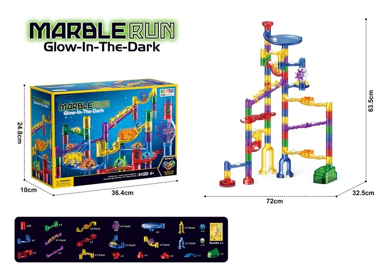 Glow in the dark marble run set