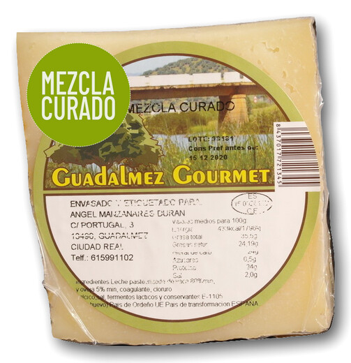 Queso Mezcla Curado Viejo "GUADALMEZ GOURMET". 400 grs. aprox.