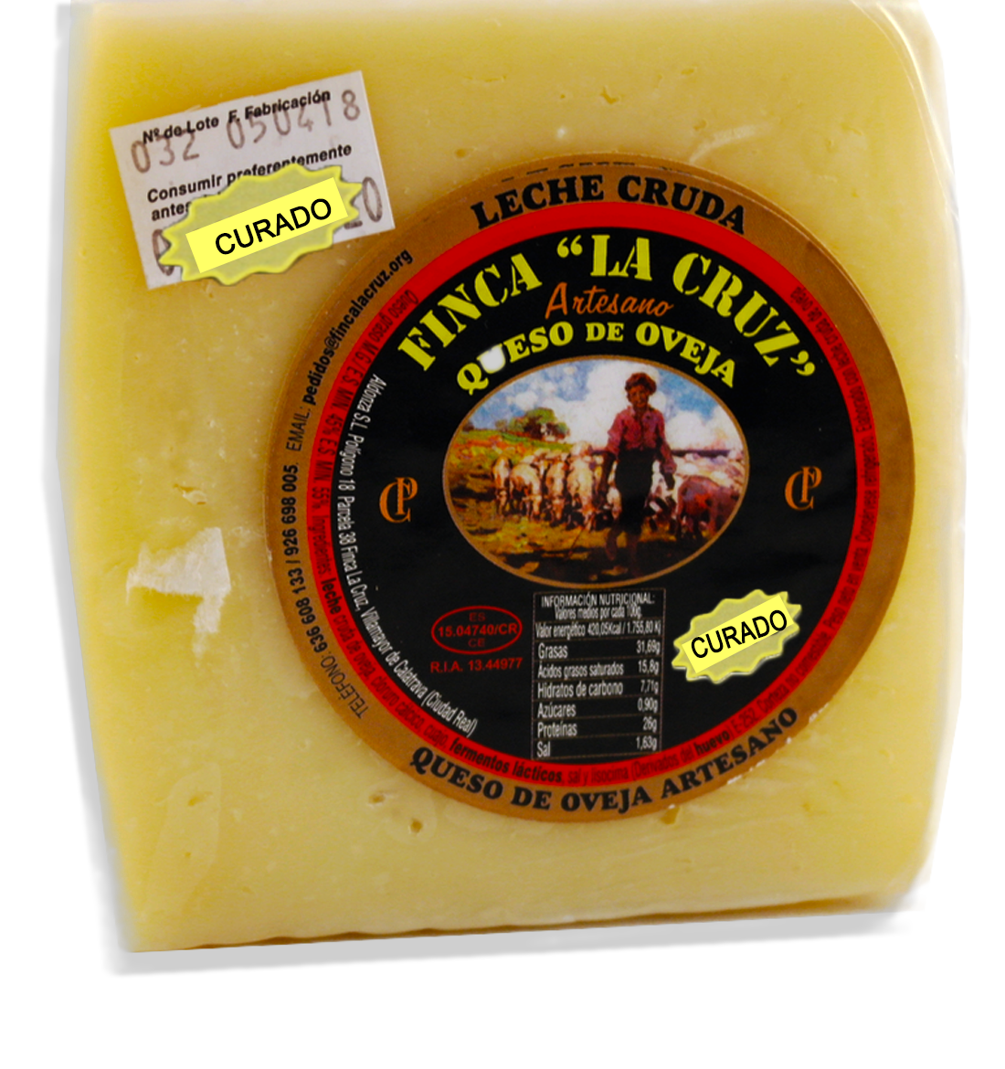 Queso Oveja Curado "Finca La Cruz". Cuña 300 a 400grs. aprox.