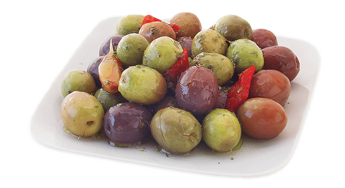 Aceitunas Caseras Rajadas Aliñadas. Kilo