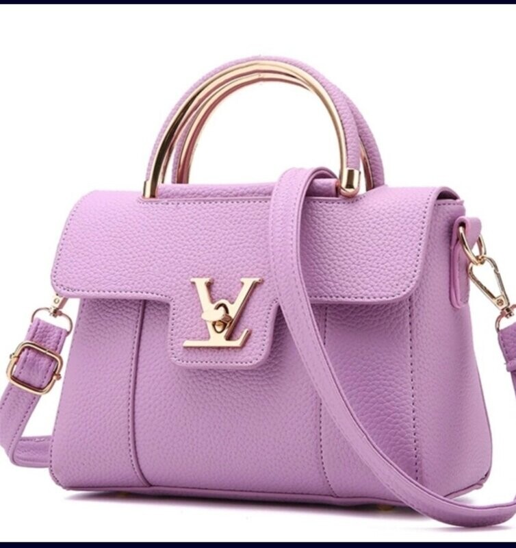 purple v leather tote bags without Strap