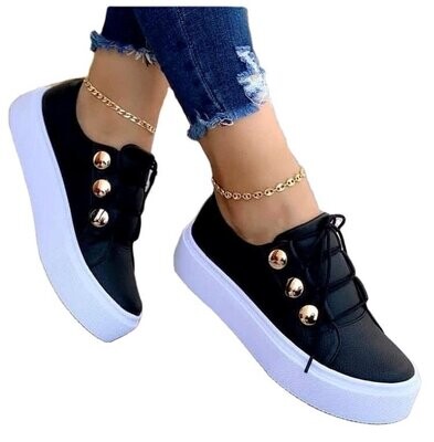black Real Leather Custom  Women Branded Sport Shoes Casual Running Sneakers Shoes For Woman size 38 US Size 7