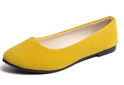 Mustard Womens Shoe Ballet Light Faux Suede Low Heels Flat women shoes beautiful new design casual flat ladies yellow shoes size 38
