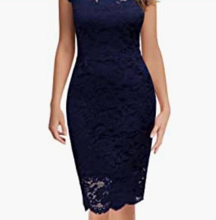 Dress v blue Women's Retro Floral Lace Slim Evening Cocktail Mini Dress Size XL