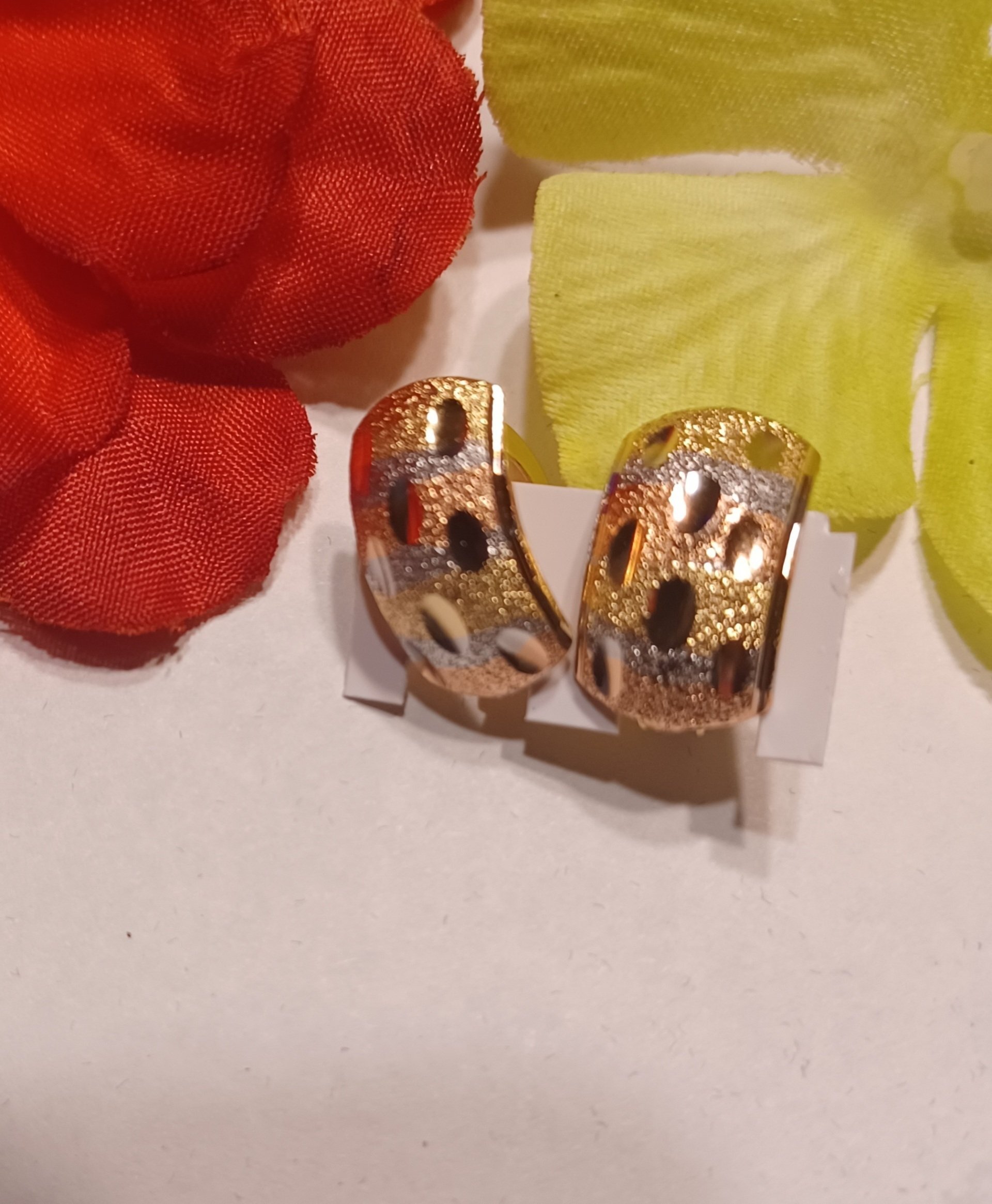 Gold Bronze Dotted Earrings Matte Gold Earrings for Women, Unique Design Geometry Rectangle Knot Hammered Earrings Pierced Earrings for Teen Girls Gift jewelry