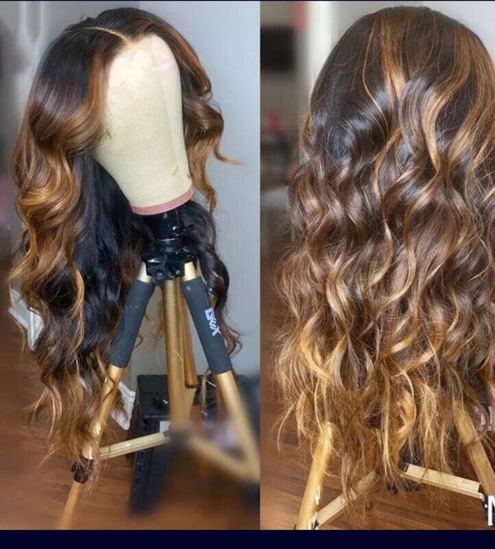 Hot Sale Lace Front Synthetic Hair Wigs Brazilian 13*6 Lace 1b/27 Pre-Plucked Ombre Synthetic Hair Wigs