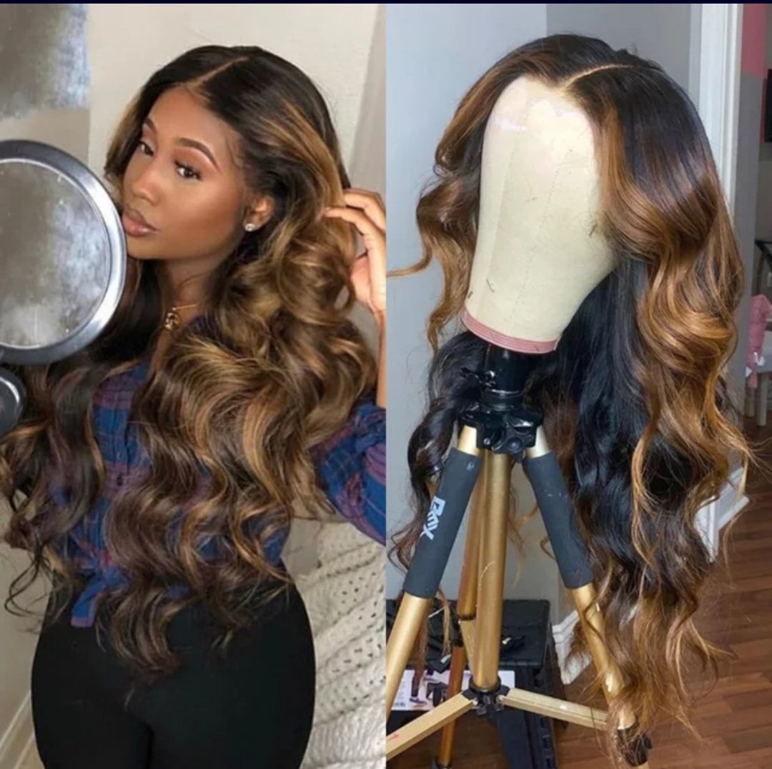 Hot Sale Lace Front Synthetic Hair Wigs Brazilian 13*6 Lace 1b/27 Pre-Plucked Ombre Synthetic Hair Wigs