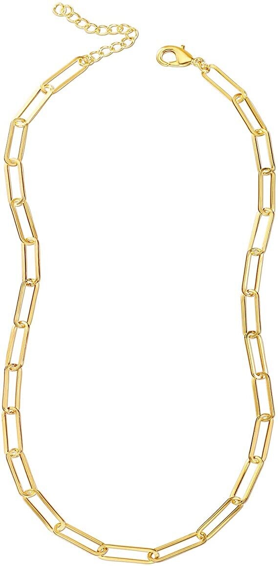 Sunbelle 750 Gold Necklaces for Women,18K Gold Plated Cuban Figaro Snake Chain Necklaces for Women 17 inches long 6MM