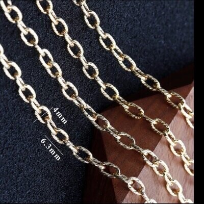 Chain link Custom Stainless Steel Hypoallergenic Waterproof Jewelry 14K Gold Plated Charm Necklace Jewelry for Men and Women 7-8 MM length 16.5 -17 inches