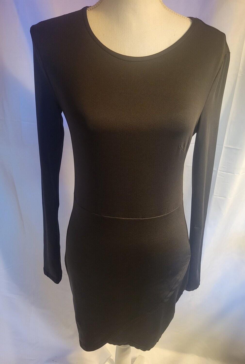 Girl's Black Long Sleeve Summer Holiday Party Short Bodycon Dress Gown Medium open side age: 8-12