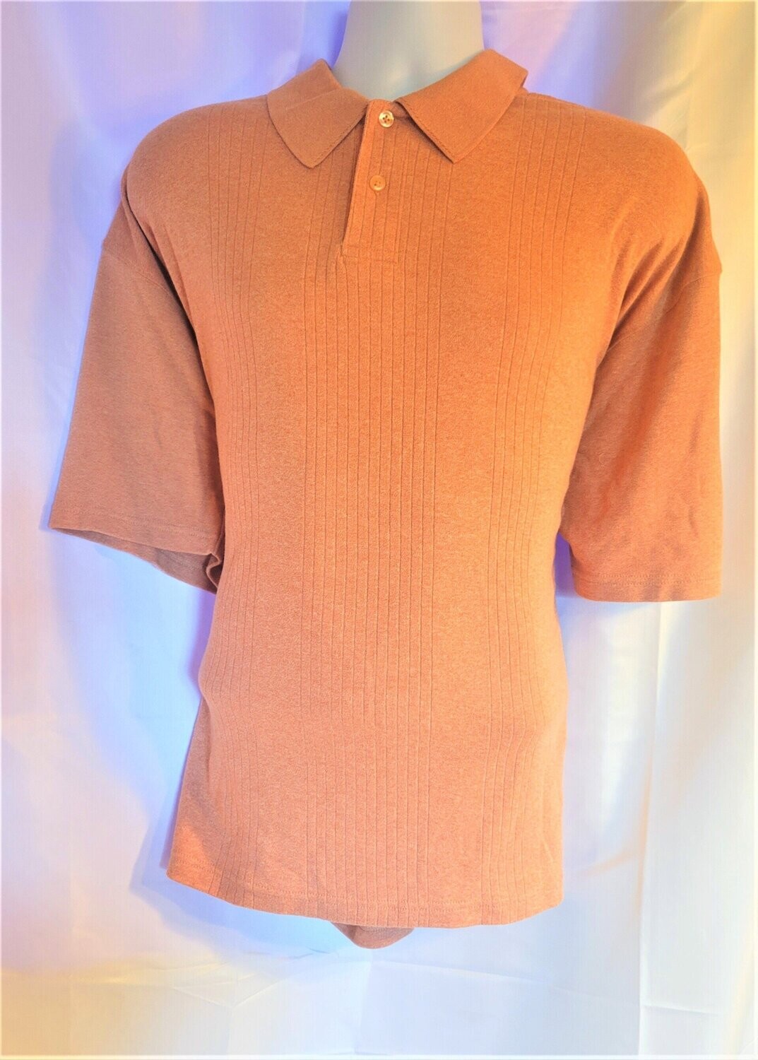 Marc Edwards Men's Golf Shirt Polo Top Casual Short Sleeve Summer 2 Buttons Spread Collar Solid Classic T-Shirt. Peach Size XXL