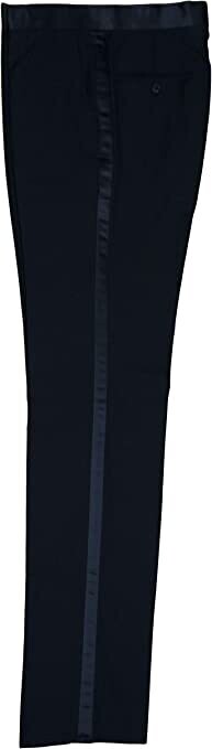 Men's Tailored Tuxedo Pants w. Satin Stripe Regular Fit Flat Front Unhemmed