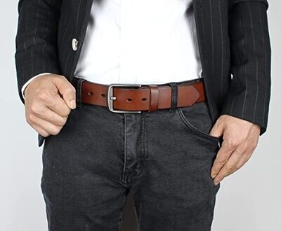 Men's Italian Casual Office Genuine Leather Dress Belt for Jeans ART..0319 Size 42/43