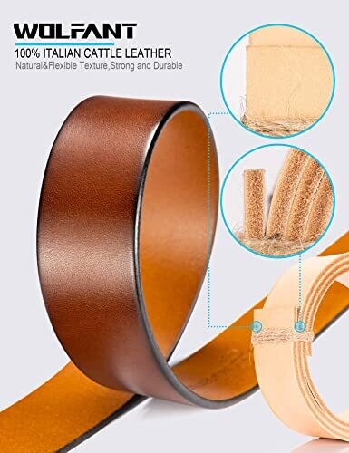 Full Grain Leather Belt for Men,100% Genuine Real Solid Leather Casual Jeans belt Size 40/44