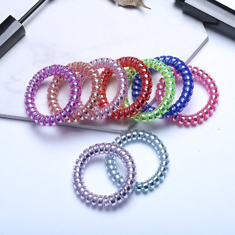 3 Piece pack New arrival luminous telephone hair elastic solid color elastic rubber band fashion bracelet not hurt hair tie hairband Spiral Hair Ties for Women Good for all Hair Types, No Damage