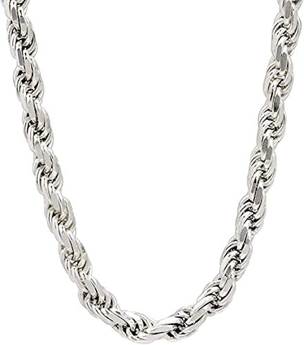 Silver Chain for Men Rope Chain Necklaces for Women Stainless Steel 4mm Diamond Cut Twisted Link Chain Necklaces Solid Silver Over Chain Necklaces for Boys Teens 14.5 inches long
