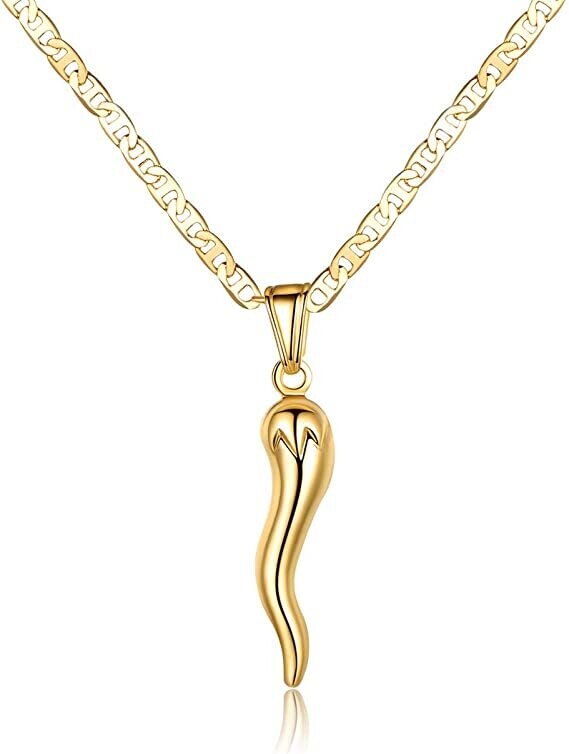 Gold Men's Women Cornicello Necklace, Cornicello necklace for girls, boys, Is the Perfect Christmas Gift, Birthday gift, Wedding or Anniversary Gift that everyone will Love! Great