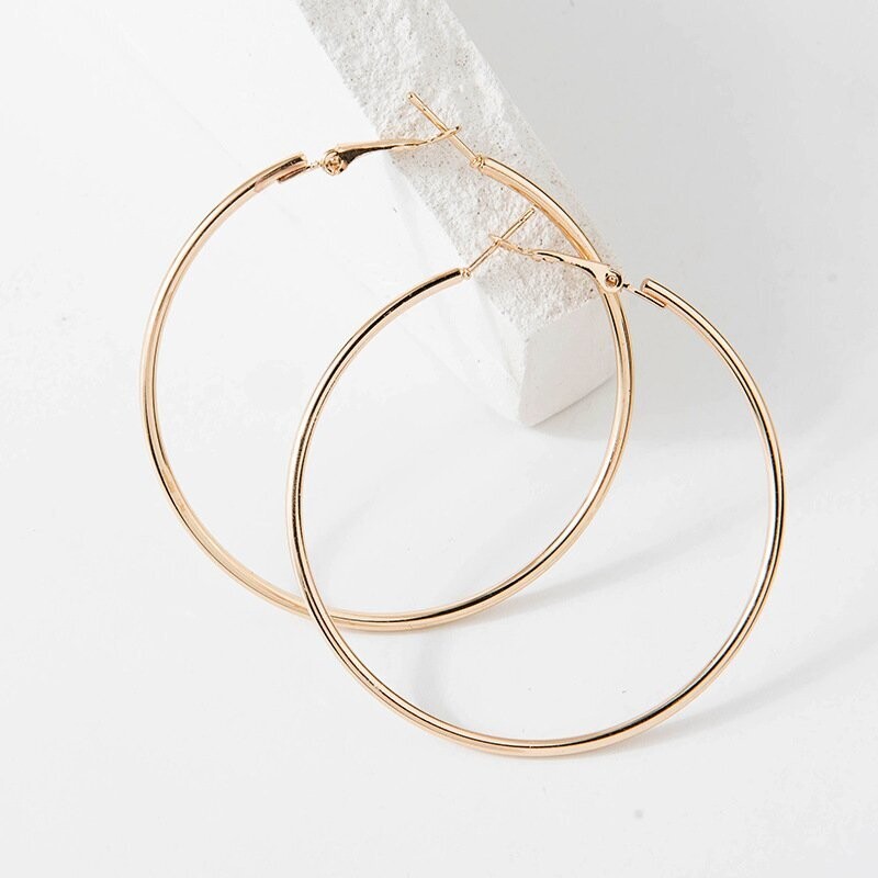 Stainless Steel Rounded Tube Hoop Earrings Big Circle Hoop Earrings Round Loop Earrings for Women Wedding Party Gift Jewelry 2.5" 60mm