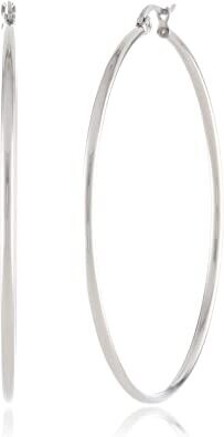 Stainless Steel Rounded Tube Hoop Earrings Big Circle Hoop Earrings Round Loop Earrings for Women Wedding Party Gift Jewelry 2.9"