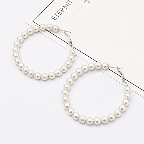 2022 Artificial Pearl Hoop Earrings for Women Fashion Dangle Hypoallergenic Layer Earrings Drop Dangle Earrings Gifts for Women Jewelry