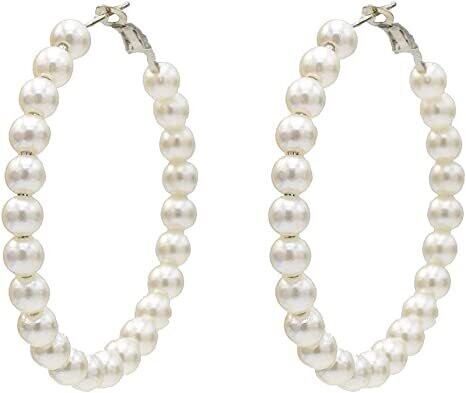 2022 Artificial Pearl Hoop Earrings for Women Fashion Dangle Hypoallergenic Layer Earrings Drop Dangle Earrings Gifts for Women Jewelry