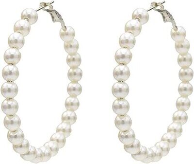 2022 Artificial Pearl Hoop Earrings for Women Fashion Dangle Hypoallergenic Layer Earrings Drop Dangle Earrings Gifts for Women Jewelry