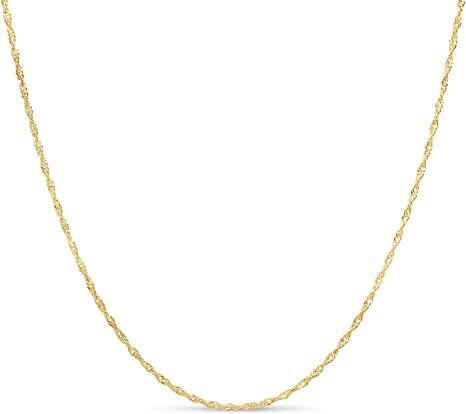 Gold Plated Sterling Silver Twisted Curb Chain Italian 2mm 17 inch