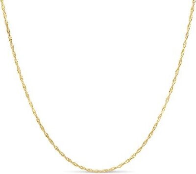 Gold Plated Sterling Silver Twisted Curb Chain Italian 2mm 17 inch