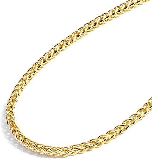 Jewelry Atelier Gold Chain Necklace Collection - 14K Solid Yellow Gold Filled Round Wheat/Palm Chain Necklaces for Women and Men with Different Sizes (5-6mm) 16.5 inch length