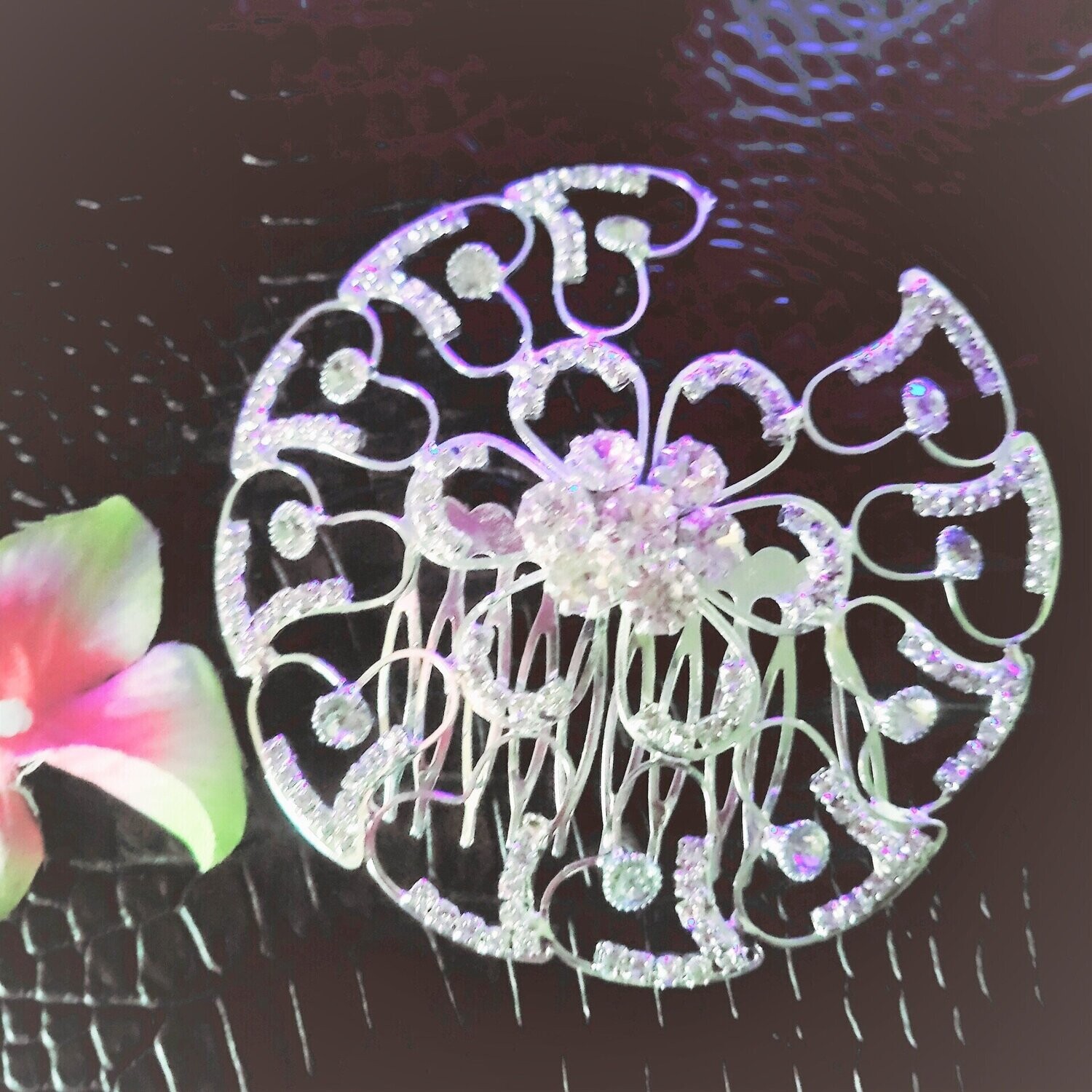 Big Circular designed Rhinestone Crystal Alloy Wedding Decoration Accessory Bridal Hair Combs